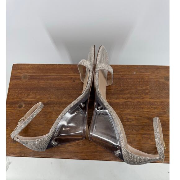 STUART WEITZMAN Nudistlucite Wedge Sandal NEW $350 Ankle Strap Silver Size 9B - Picture 4 of 10